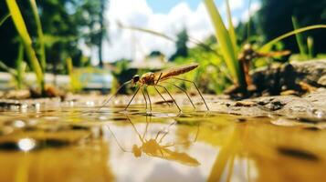 ai généré photo de l'eau arpenteur sur une sol. génératif ai