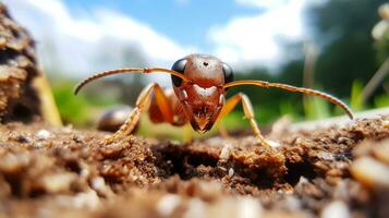 ai généré photo de fourmi sur une sol. génératif ai