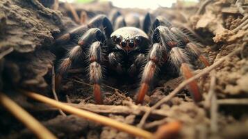 ai généré photo de trappe araignée sur une sol. génératif ai