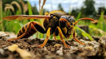 ai généré photo de frelon sur une sol. génératif ai