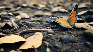 ai généré photo de papillon sur une sol. génératif ai