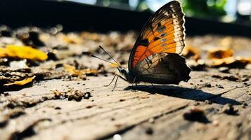 ai généré photo de papillon sur une sol. génératif ai