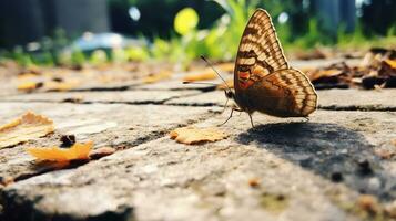 ai généré photo de papillon sur une sol. génératif ai