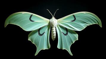 ai généré photo de luna papillon de nuit isolé sur blanc Contexte. génératif ai