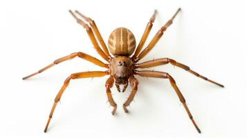 ai généré photo de marron reclus araignée isolé sur blanc Contexte. génératif ai