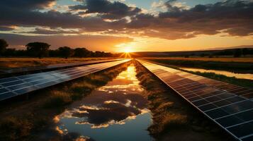 ai généré photographier renouvelable énergie sources dans action, tel comme vent turbines, solaire panneaux, ou hydro-électrique barrages. génératif ai photo