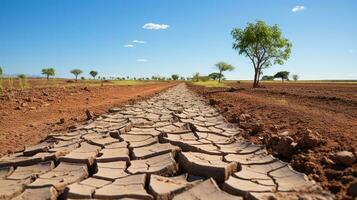 ai généré sec saison, fissure sol, global avertissement concept. génératif ai photo