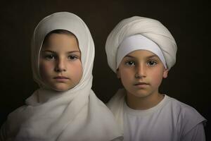 ai généré deux Jeune les filles portant foulards photo