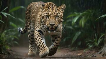 ai généré léopard attaque, réaliste images de sauvage animal attaques photo