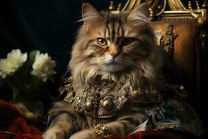 ai généré ronronner fect la noblesse photo de une réaliste chat Princesse génératif ai