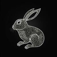 ai généré vague logo avec une lapin dans blanc sur une noir Contexte. génératif ai photo