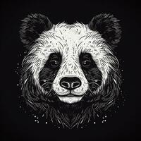 ai généré vague logo avec une Panda tête dans blanc sur une noir Contexte. génératif ai photo