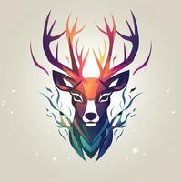 ai généré psychédélique art logo de une cerf diriger. génératif ai photo