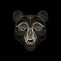 ai généré superposition logo avec ours tête dans blanc néon sur une noir Contexte. génératif ai photo