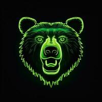 ai généré une mascotte logo avec une ours tête dans vert néon. génératif ai photo