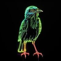 ai généré une mascotte logo avec une oiseau dans vert néon. génératif ai photo