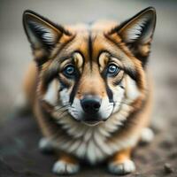 ai généré portrait de une magnifique chien race akita inu fermer. génératif ai photo