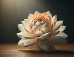 ai généré magnifique blanc lotus fleur sur en bois tableau, fermer. génératif ai photo