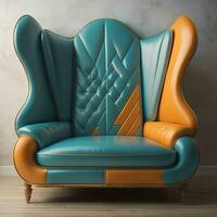 ai généré classique fauteuil dans bleu et Orange couleurs. génératif ai photo