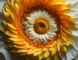 ai généré Jaune gerbera fleur avec blanc pétales et Jaune pétales. génératif ai photo