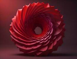 ai généré abstrait rouge origami spirale Contexte. génératif ai photo
