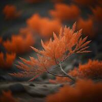 ai généré l'automne arbre avec Orange feuilles dans le forêt. génératif ai photo