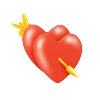 couple de rouge cœurs percé par Cupidon La Flèche isolé sur blanc Contexte photo