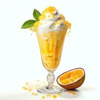 ai généré cocktail avec passion fruit et mousse réel photo