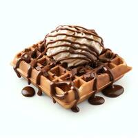 ai généré Chocolat la glace crème gaufre réel photo photoréaliste