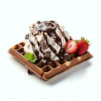 ai généré Chocolat la glace crème gaufre réel photo photoréaliste