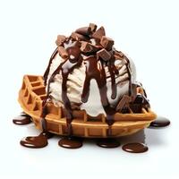 ai généré Chocolat la glace crème gaufre réel photo photoréaliste