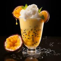 ai généré cocktail avec passion fruit et mousse réel photo