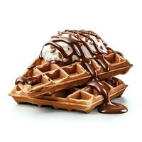 ai généré Chocolat la glace crème gaufre réel photo photoréaliste