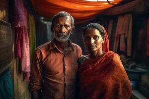 ai généré un vieux Indien couple posant pour une photo