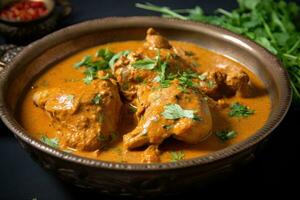 ai généré riches et savoureux curry avec soumissionner poulet photo