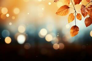 ai généré automnes séduire chute feuilles Contexte avec abstrait bokeh conception photo