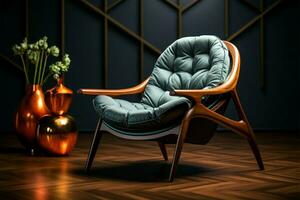 ai généré Accueil esthétique architexture fauteuil avec doux oreiller, confortable conception photo