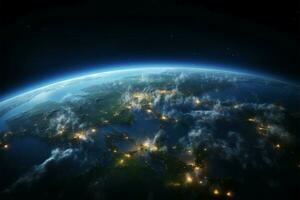 ai généré orbital merveille planète Terre vue de espace avec ample copie photo