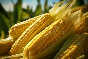 ai généré biologique fraîcheur mûr légume maïs plante fermer dans agricole réglage photo