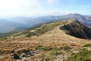 monter hoverla pendaison de pointe de le ukrainien Carpates contre le Contexte de le ciel photo