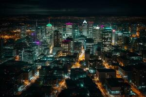 ai généré moderne ville à nuit. neural réseau ai généré photo