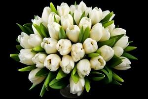 ai généré bouquet de Frais blanc tulipes. neural réseau ai généré photo