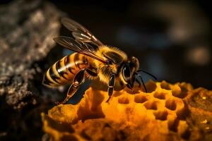 ai généré abeille et nids d'abeilles. neural réseau ai généré photo