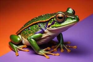 ai généré européen arbre grenouille, hyla arborée isolé sur solide Couleur Contexte. ai génératif photo