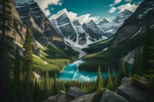 ai généré Lac Louise dans banff nationale parc, génératif ai photo