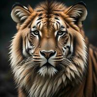 ai généré portrait de une sibérien tigre, panthera Tigre altaica. génératif ai photo