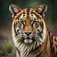 ai généré portrait de amour tigre, panthera Tigre altaica. génératif ai photo