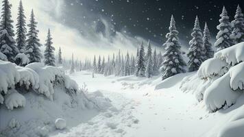 ai généré hiver paysage avec neige couvert sapin des arbres dans le montagnes. Noël Contexte. ai généré photo