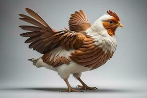 ai généré coloré poulet sur une solide Couleur arrière-plan, studio photo. ai génératif photo