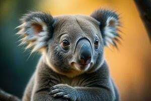 ai généré proche en haut de une mignonne koala ours à la recherche à le caméra. génératif ai photo